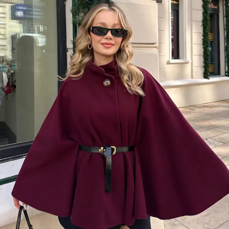 Hochkragen Cape Mantel