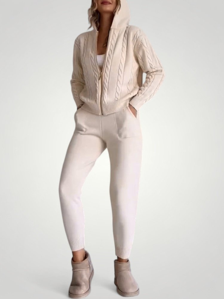 Eleganter Jacquard Pullover Cardigan mit Twist