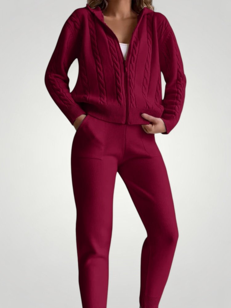 Eleganter Jacquard Pullover Cardigan mit Twist