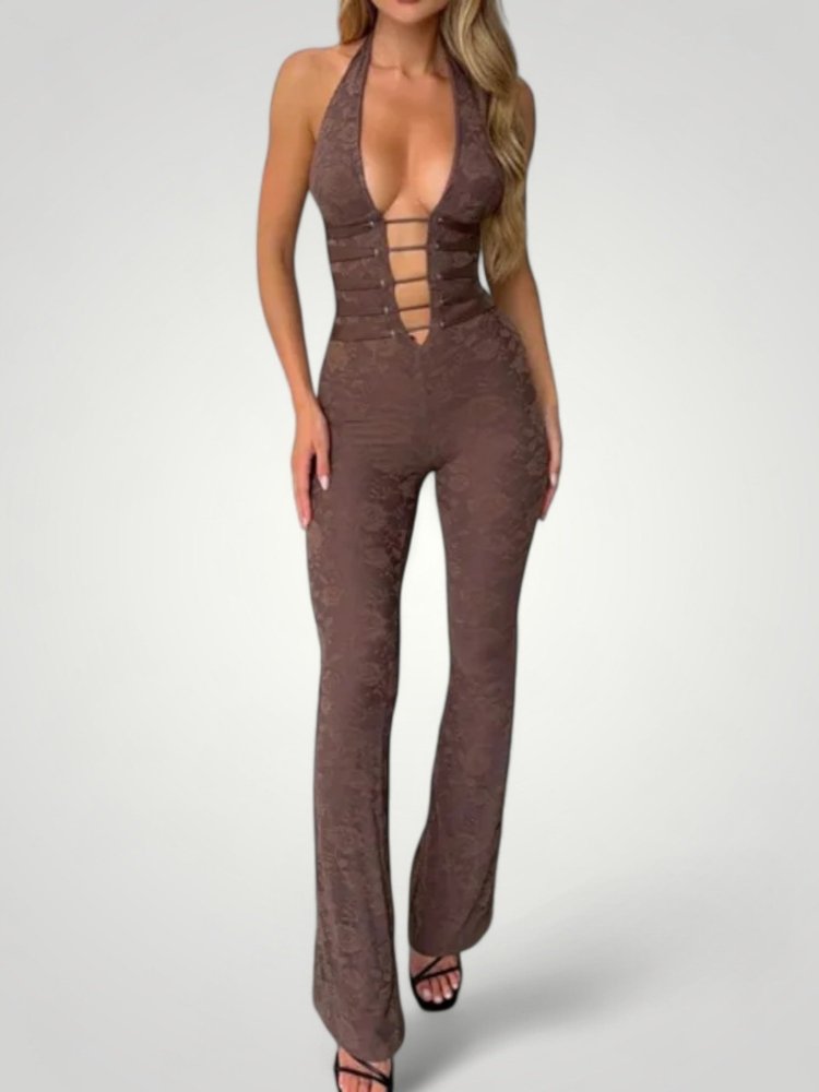 Eleganter Jumpsuit Damen mit V-Ausschnitt