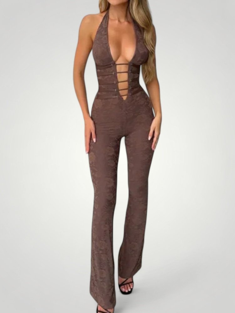 Eleganter Jumpsuit Damen mit V-Ausschnitt