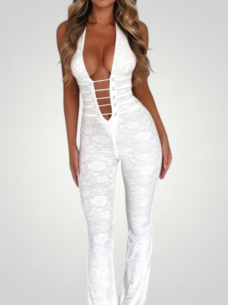 Eleganter Jumpsuit Damen mit V-Ausschnitt