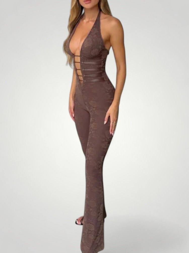 Eleganter Jumpsuit Damen mit V-Ausschnitt