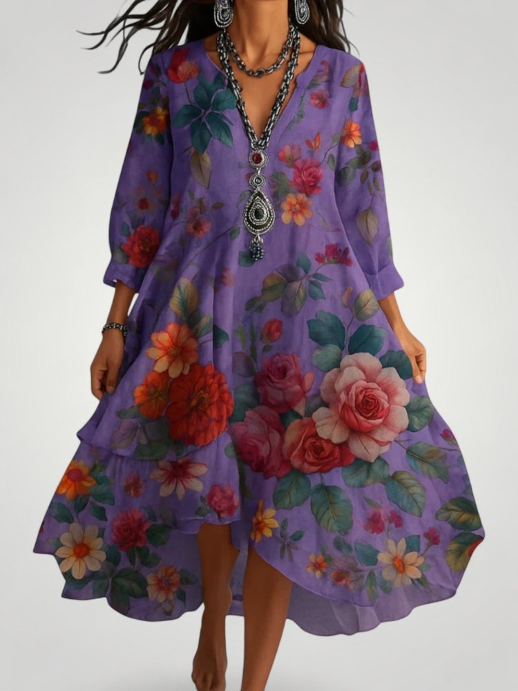 Maxikleid Sommer mit Vintage Blumenmuster